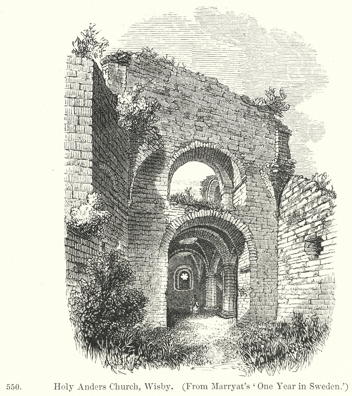 Iglesia de Holy Anders, Wisby (grabado) de English School