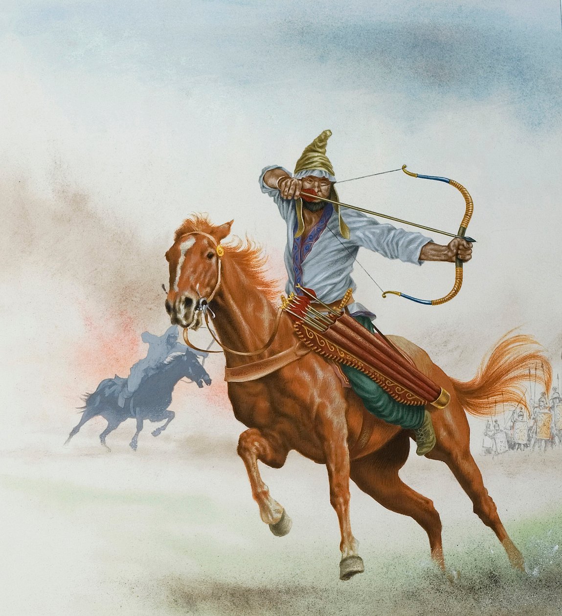 Jinetes de las estepas (gouache sobre papel) de English School