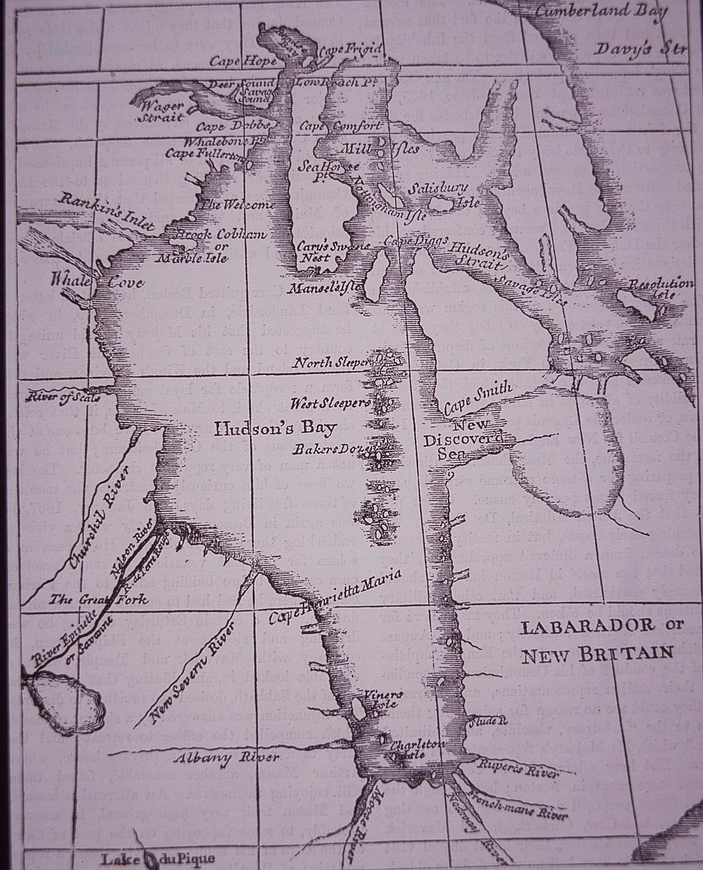Compañía de la Bahía de Hudson, mapa de la Bahía de Hudson publicado en 1744 de English School