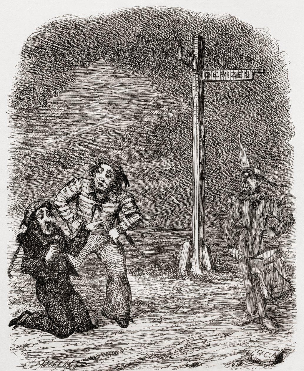 Ilustración después de George Cruikshank para el poema 