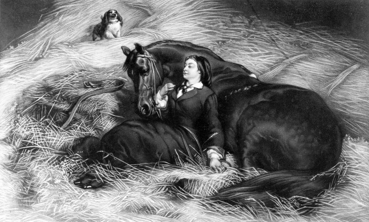 Ilustración de Niña con caballo, después de Rosa Bonheur, siglo XIX de English School