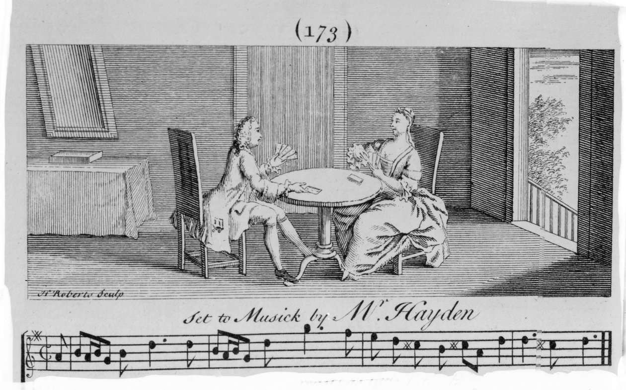Ilustración para la partitura de Joseph Haydn, grabado por H. Roberts de English School
