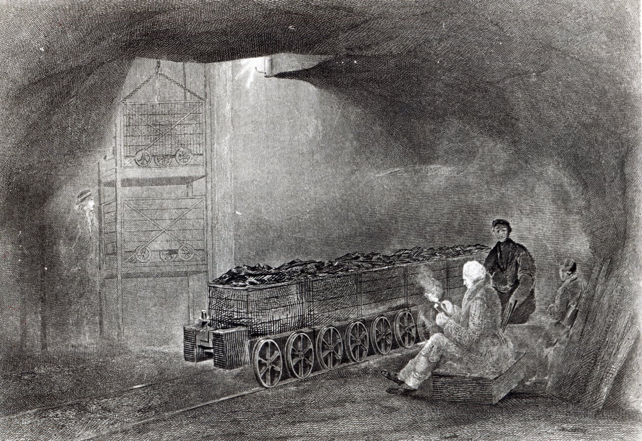 En la mina de carbón, ilustración de 