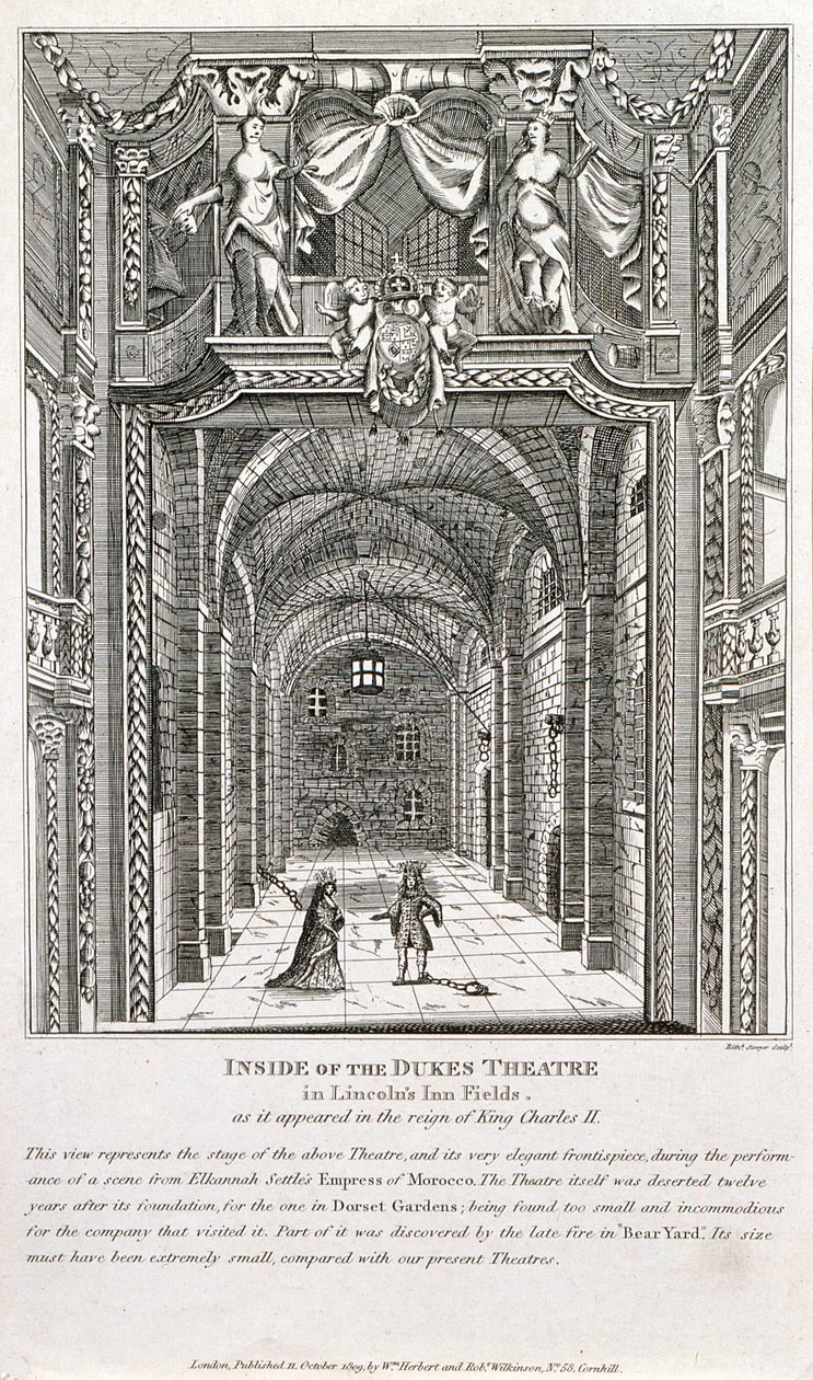 Interior del Teatro de los Duques, Londres, grabado por Richard Sawyer, 1820 de English School