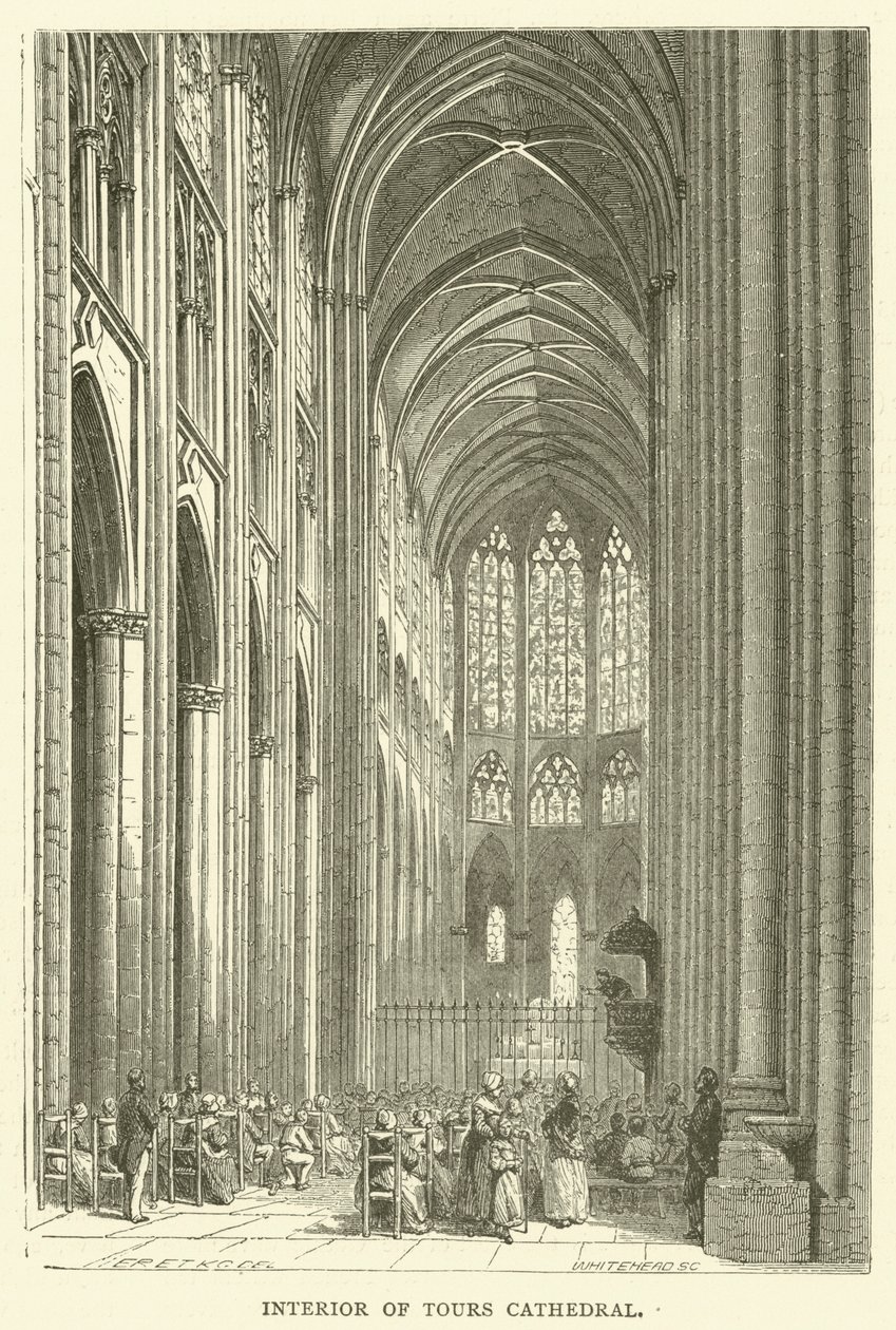 Interior de la catedral de Tours (grabado) de English School