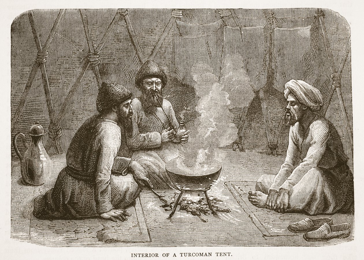 Interior de una tienda turcomana, ilustración de la Historia Ilustrada de Inglaterra de Cassell de English School