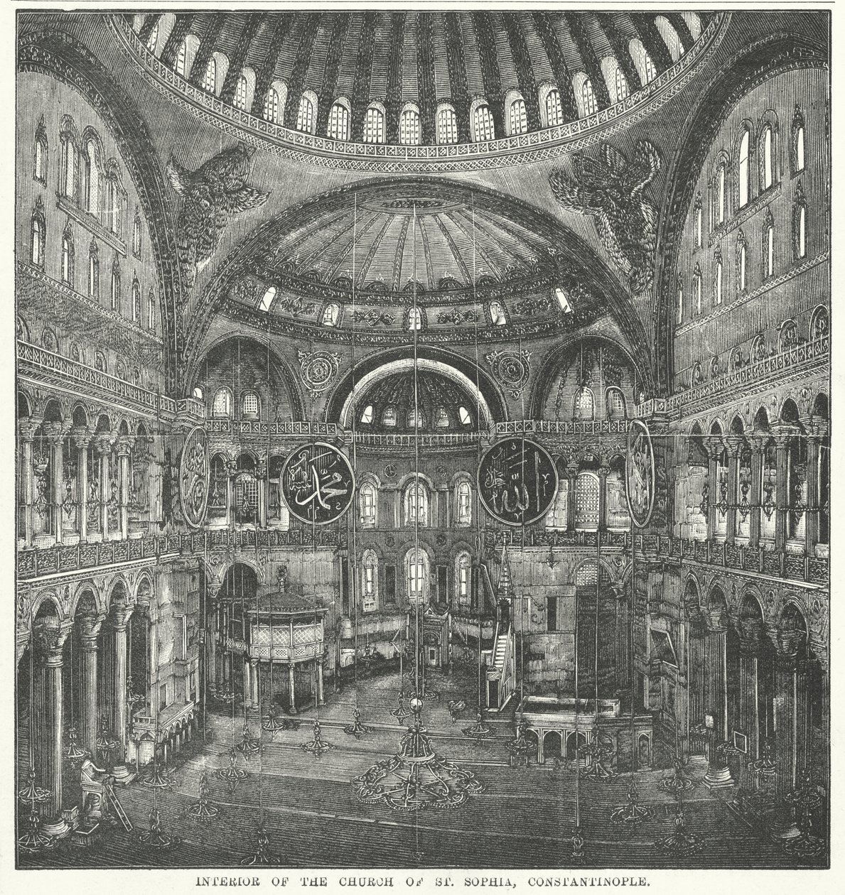 Interior de la iglesia de Santa Sofía, Constantinopla (grabado) de English School