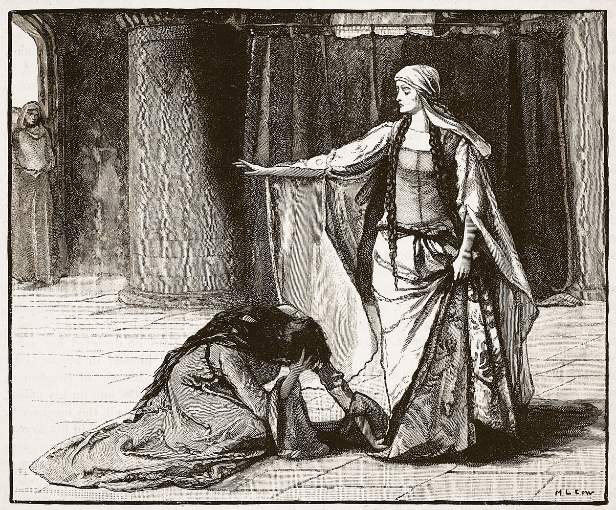 Entrevista entre la emperatriz Matilda y la reina Maud, ilustración de Cassells Illustrated History of England de English School