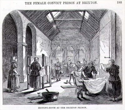 Sala de planchado en la prisión de Brixton, de 