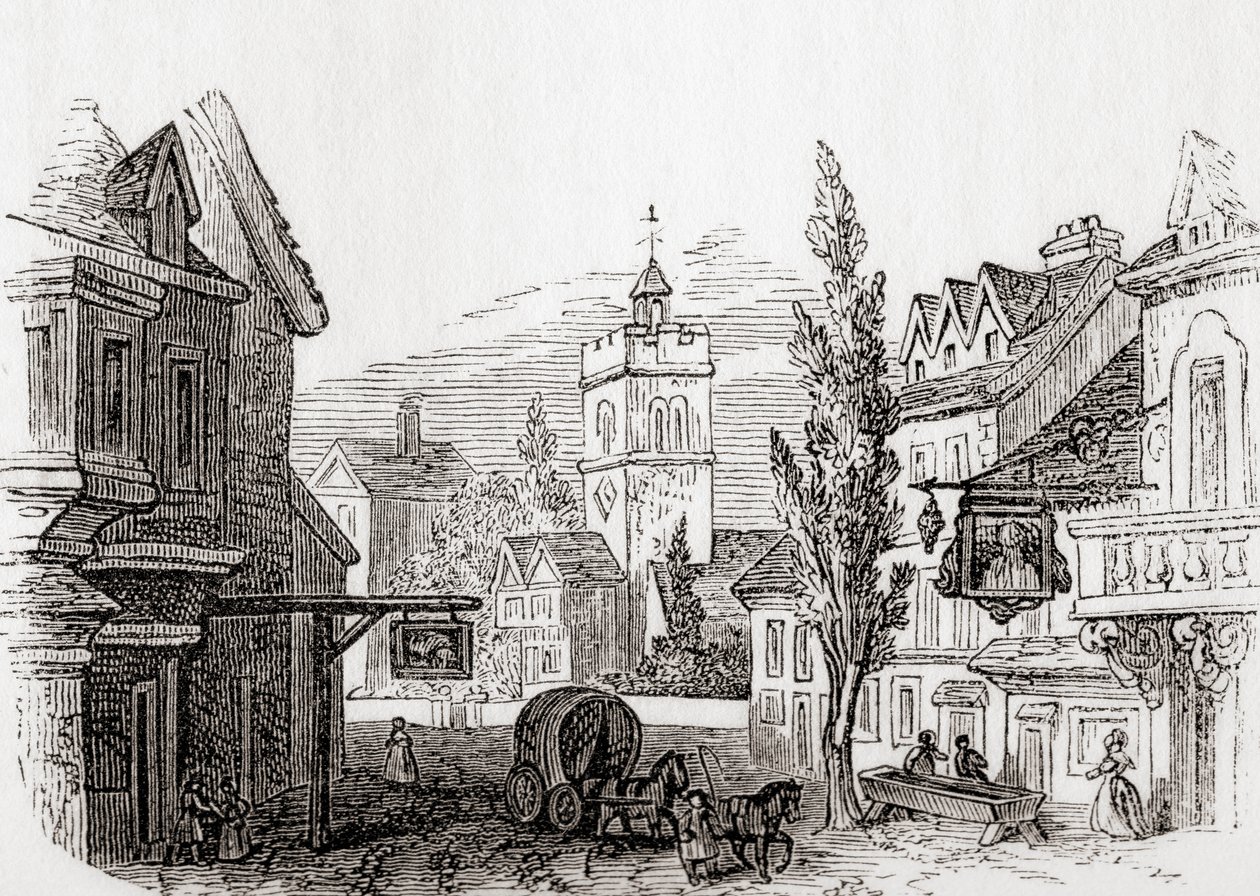 Islington, Gran Londres, Inglaterra en 1760, de Old England: A Pictorial Museum, pub. 1847 de English School