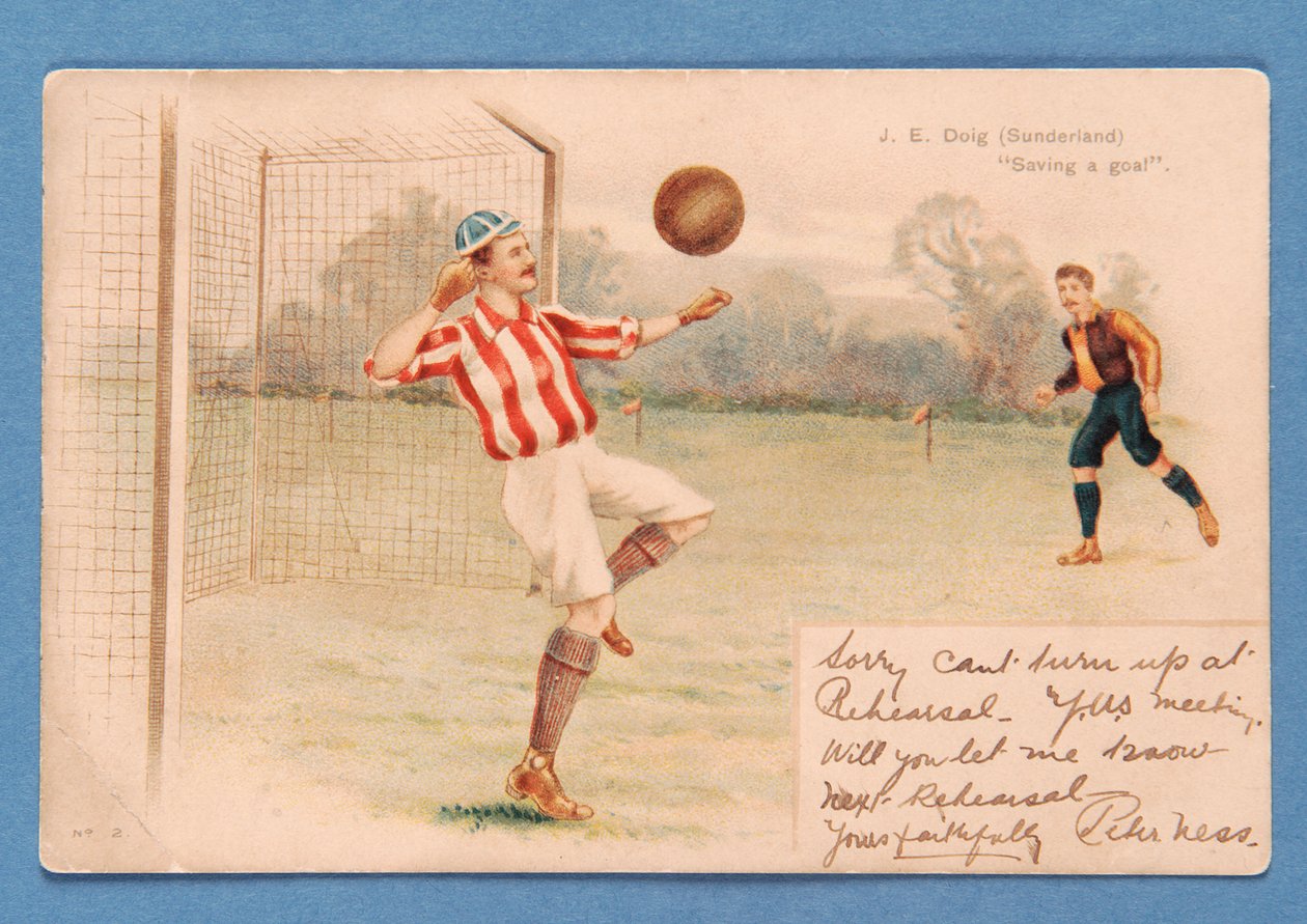 J.E. Doig (Sunderland) salvando un gol de English School