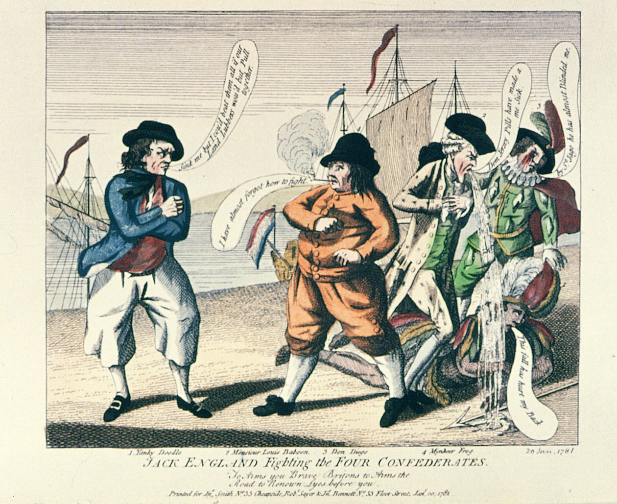 Jack England luchando contra los Cuatro Confederados de English School
