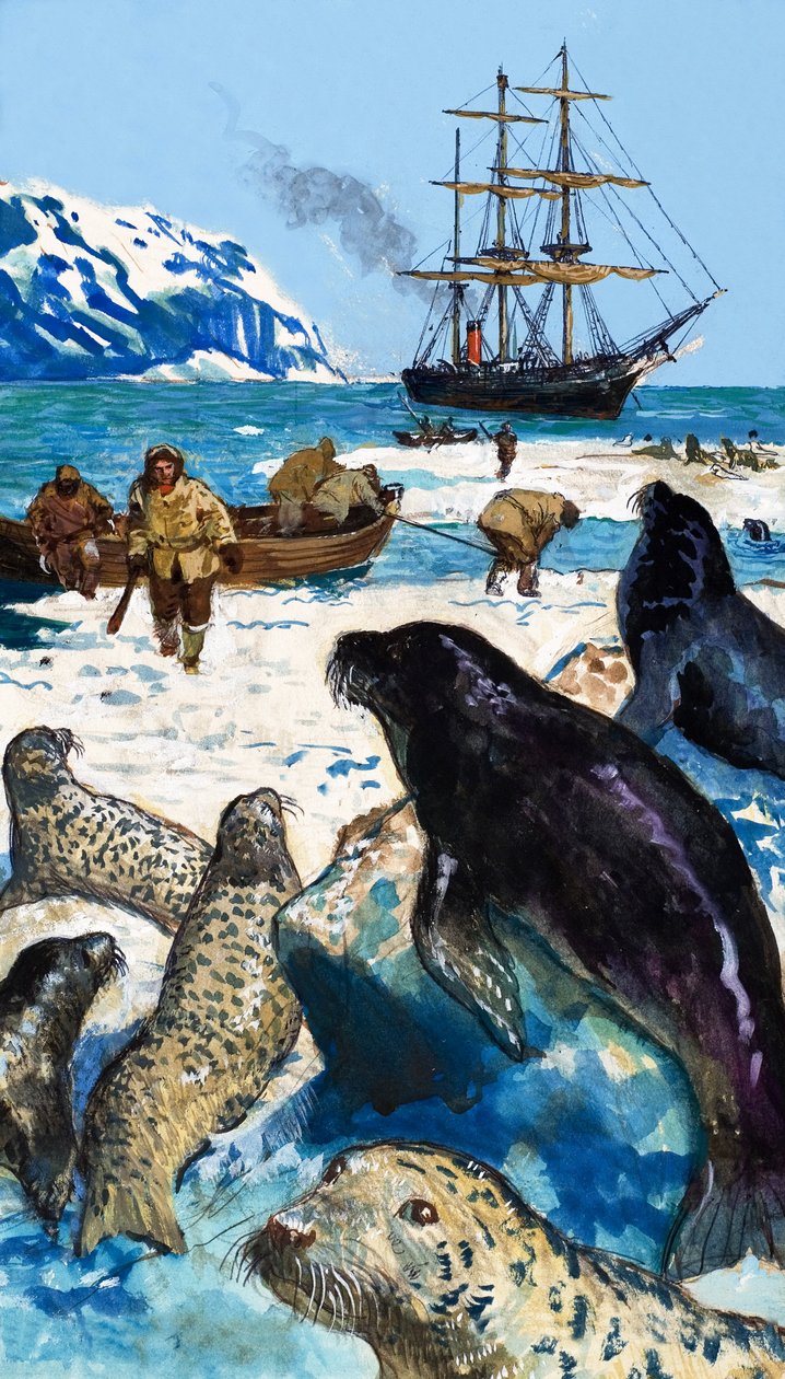 Jack London, de "Un hombre entre los hombres" (gouache sobre papel) de English School