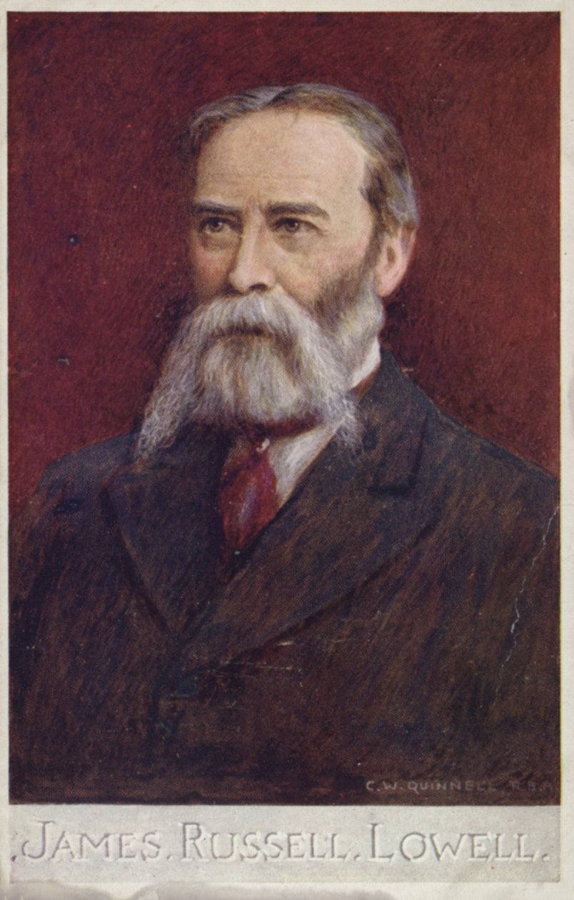 James Russell Lowell (1819-1891), poeta y diplomático estadounidense (litografía en color) de English School