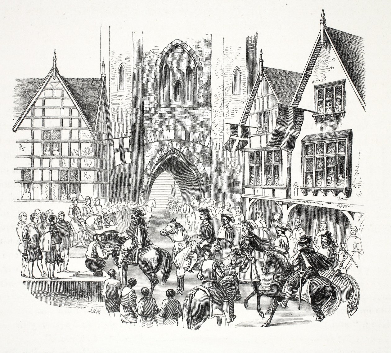 Entrada de Jacobo I en la ciudad de Chester, pub. siglo XIX de English School