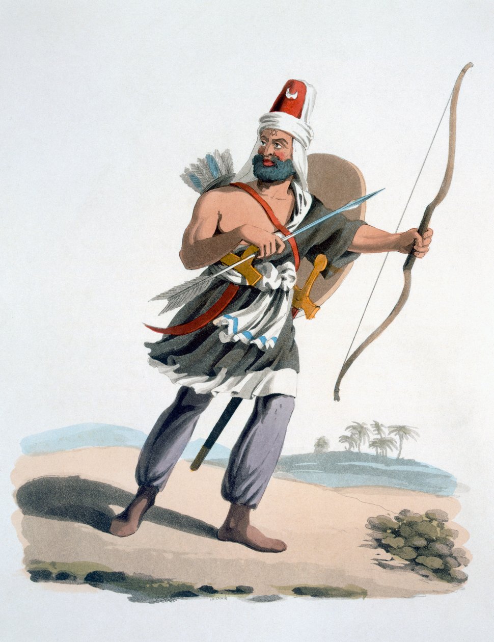 Jenízaro de Arabia, de El Traje Militar de Turquía, 1830 de English School