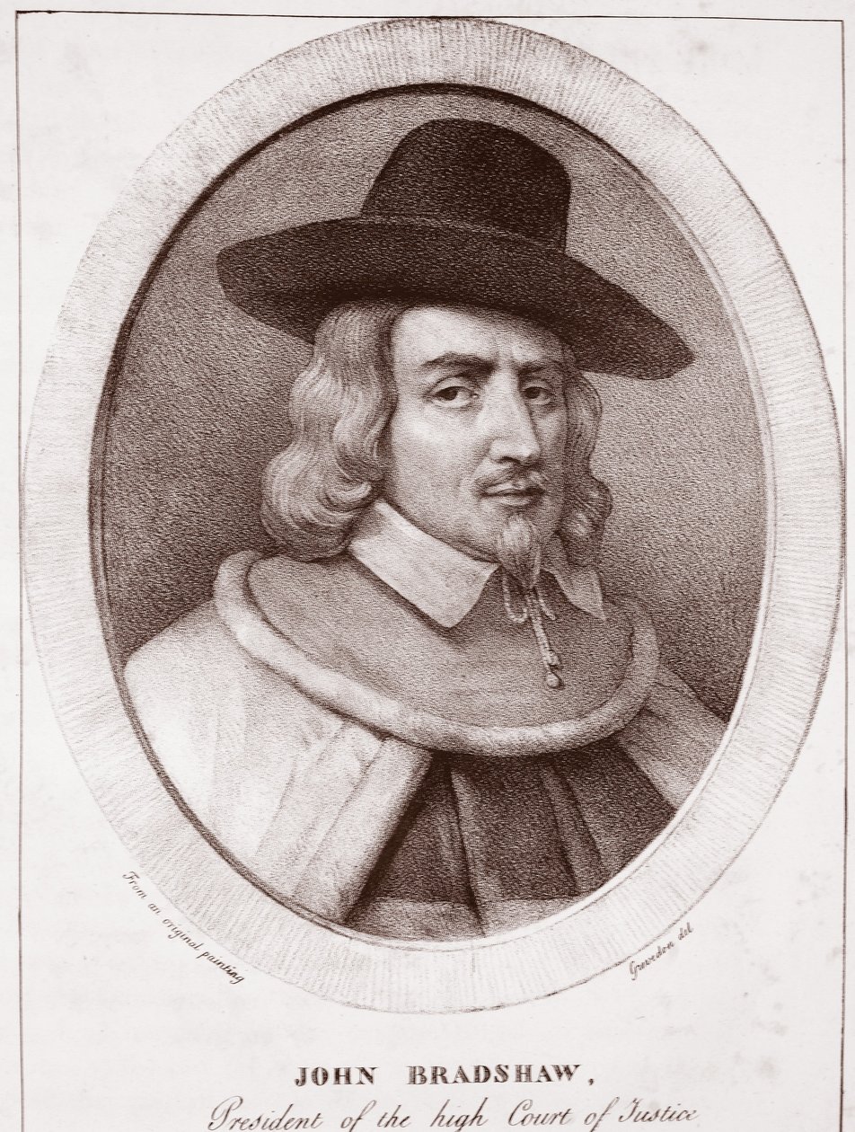 John Bradshaw, atribuido a Gravedon, grabado por de Langlume de English School