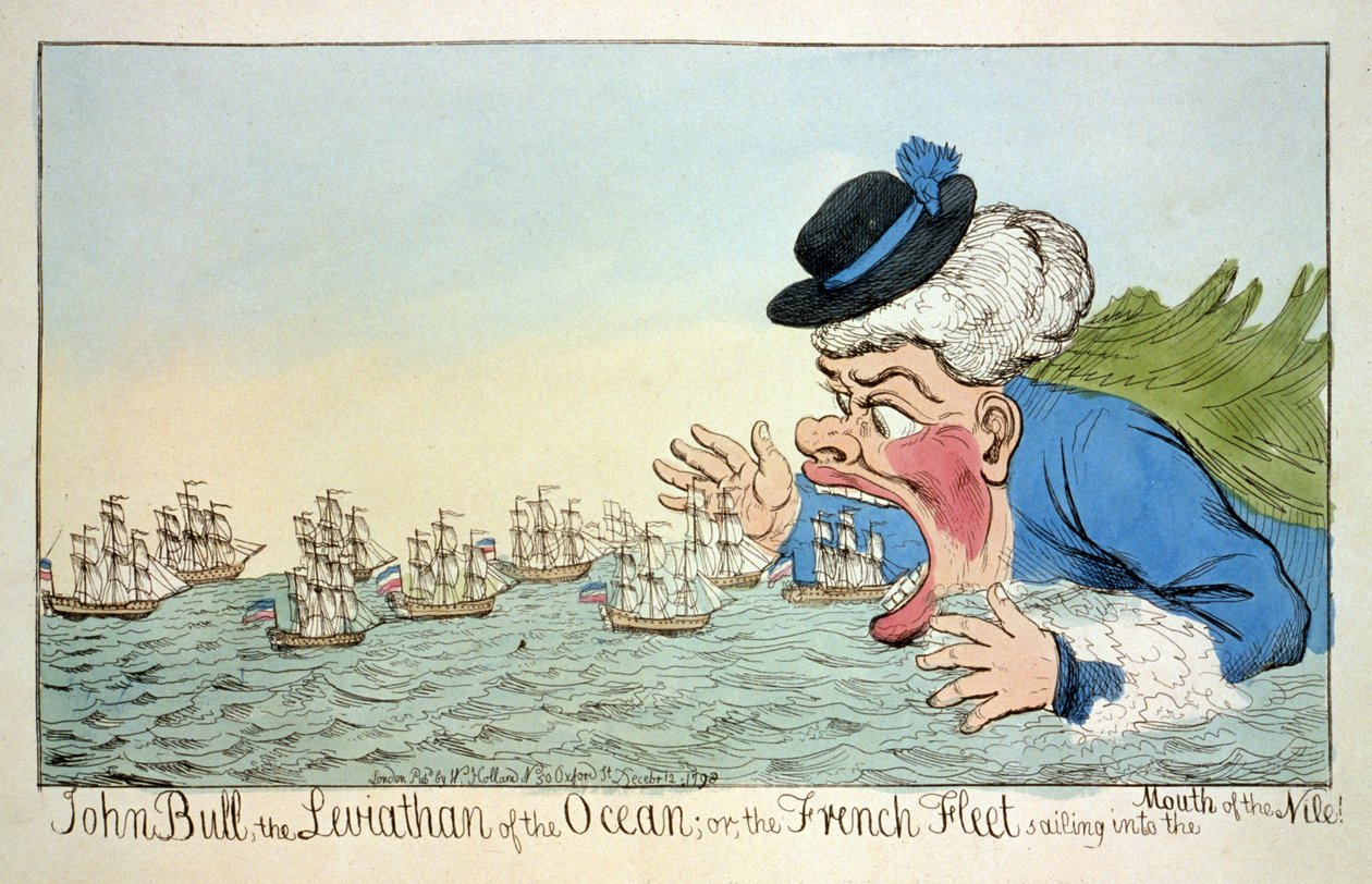 John Bull el Leviatán del Océano o la Flota Francesa navegando hacia la Boca del Nilo 12 de diciembre de English School