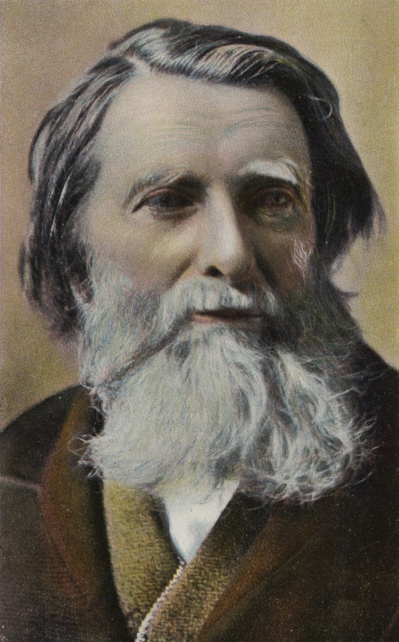 John Ruskin (1819-1900), escritor, crítico de arte, artista y pensador social inglés (litografía en color) de English School