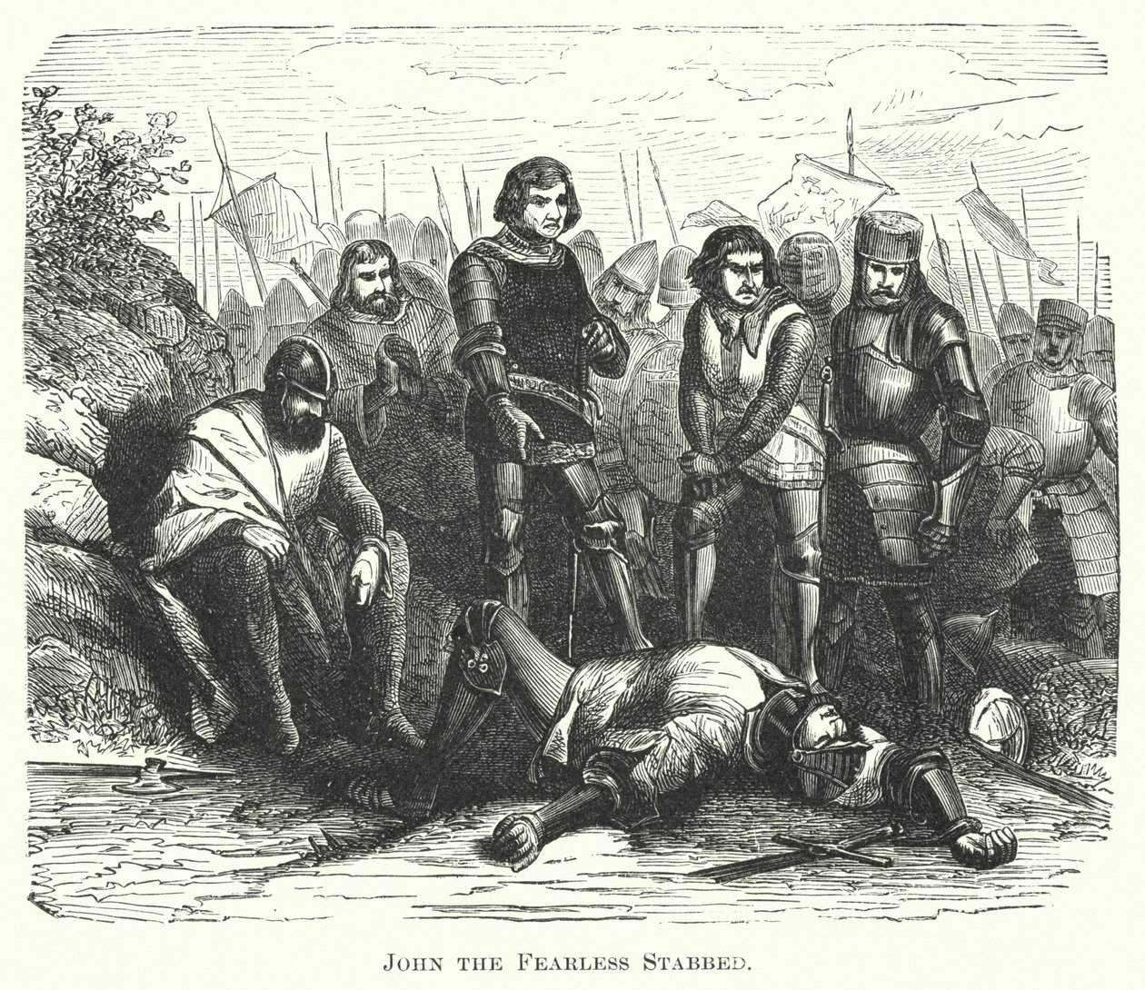 Juan el Intrépido Apuñalado (grabado) de English School
