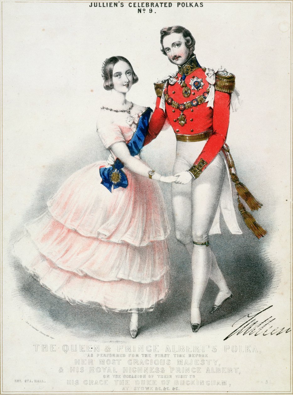 Polkas celebradas de Jullien No.9: La polka de la Reina y el Príncipe Alberto por M. y N. Hanhart (cromolitografía) de English School