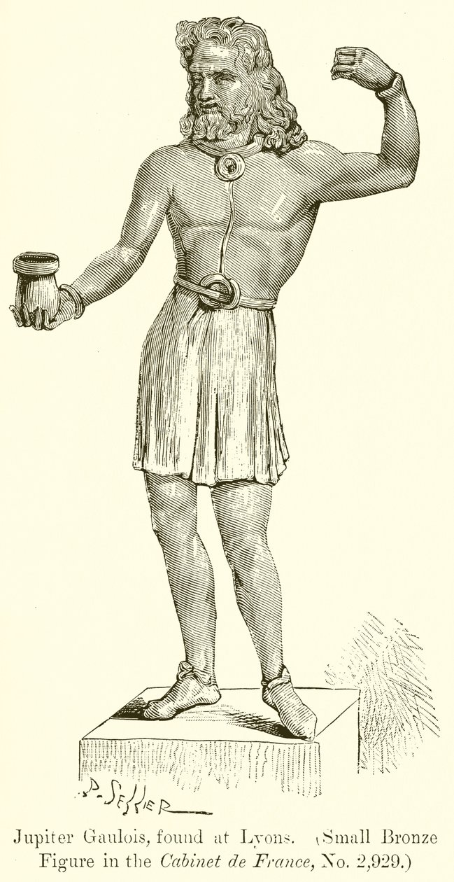 Júpiter Gaulois encontrado en Lyon. (Pequeña figura de bronce en el Gabinete de Francia, nº 2.929) (grabado) de English School
