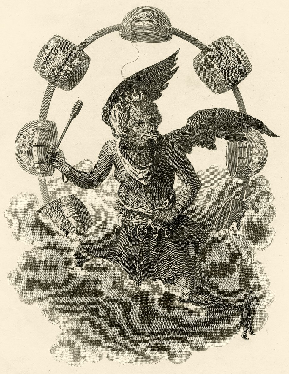Júpiter, un ídolo de los chinos, ilustración de El Mundo: o el estado actual del Universo, siendo una colección general y completa de viajes y travesías modernas, por Cavendish Pelham, publicado en Londres de English School