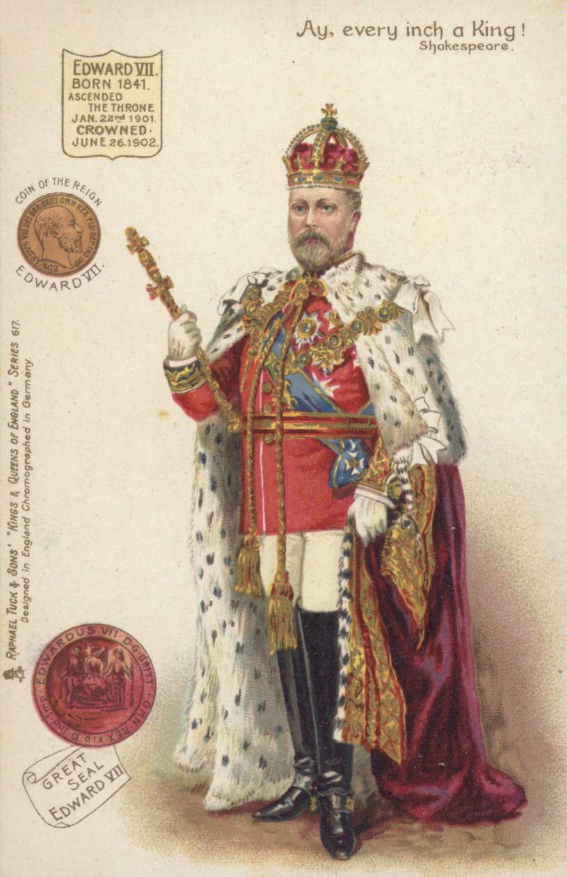Rey Eduardo VII (litografía en color) de English School
