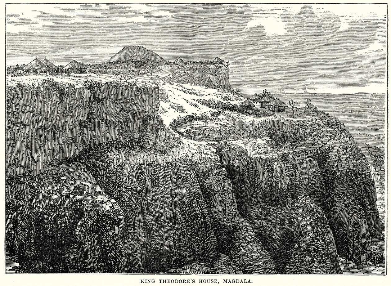 Casa del rey Teodoro, Magdala (grabado) de English School