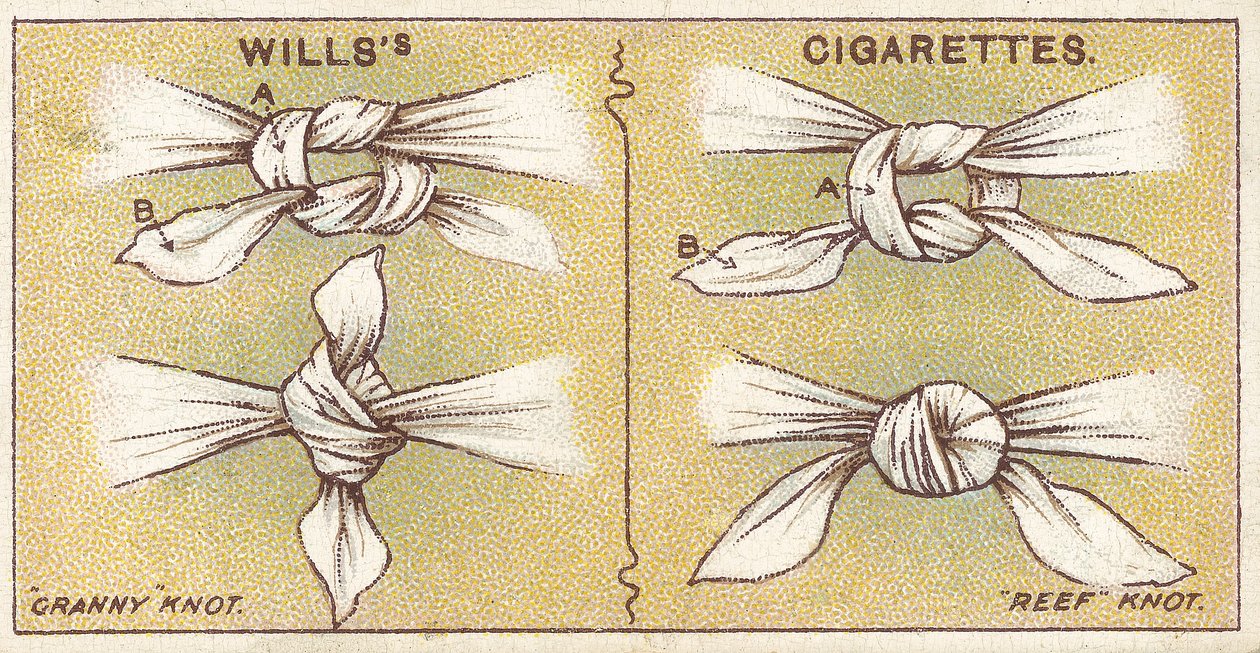 Nudos, no.6 de la serie de Primeros Auxilios de las tarjetas de cigarrillos de Willss, 1913 de English School