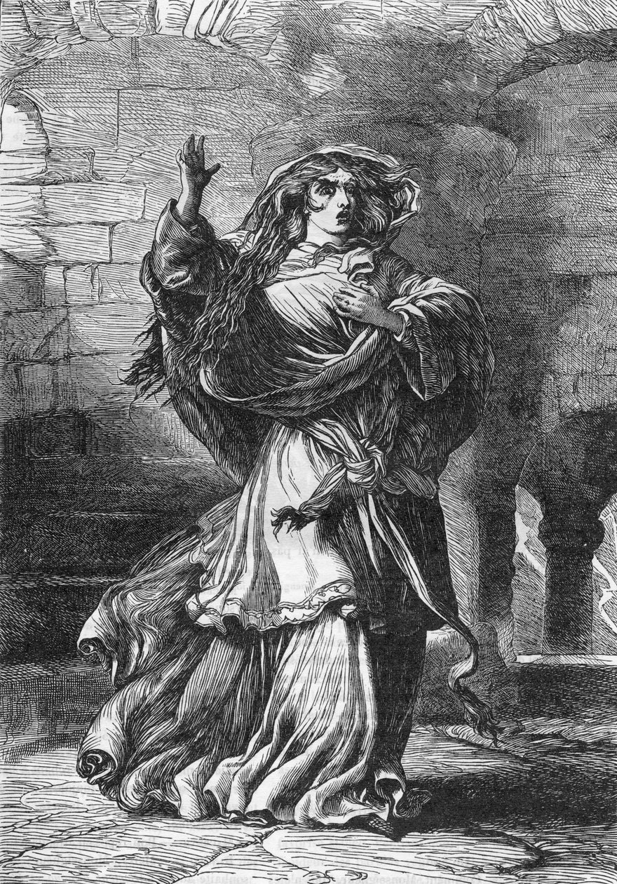 Lady Macbeth (Acto II) - Ilustración en “Obras completas de William Shakespeare” 1866 - Las ilustraciones y la forma general de esta edición son tomadas de Cassell