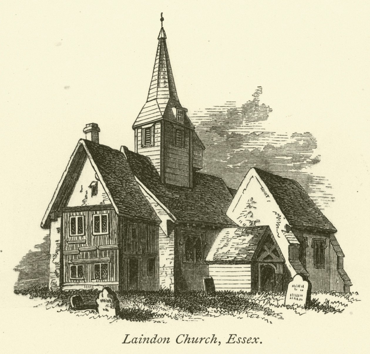Iglesia de Laindon, Essex (grabado) de English School