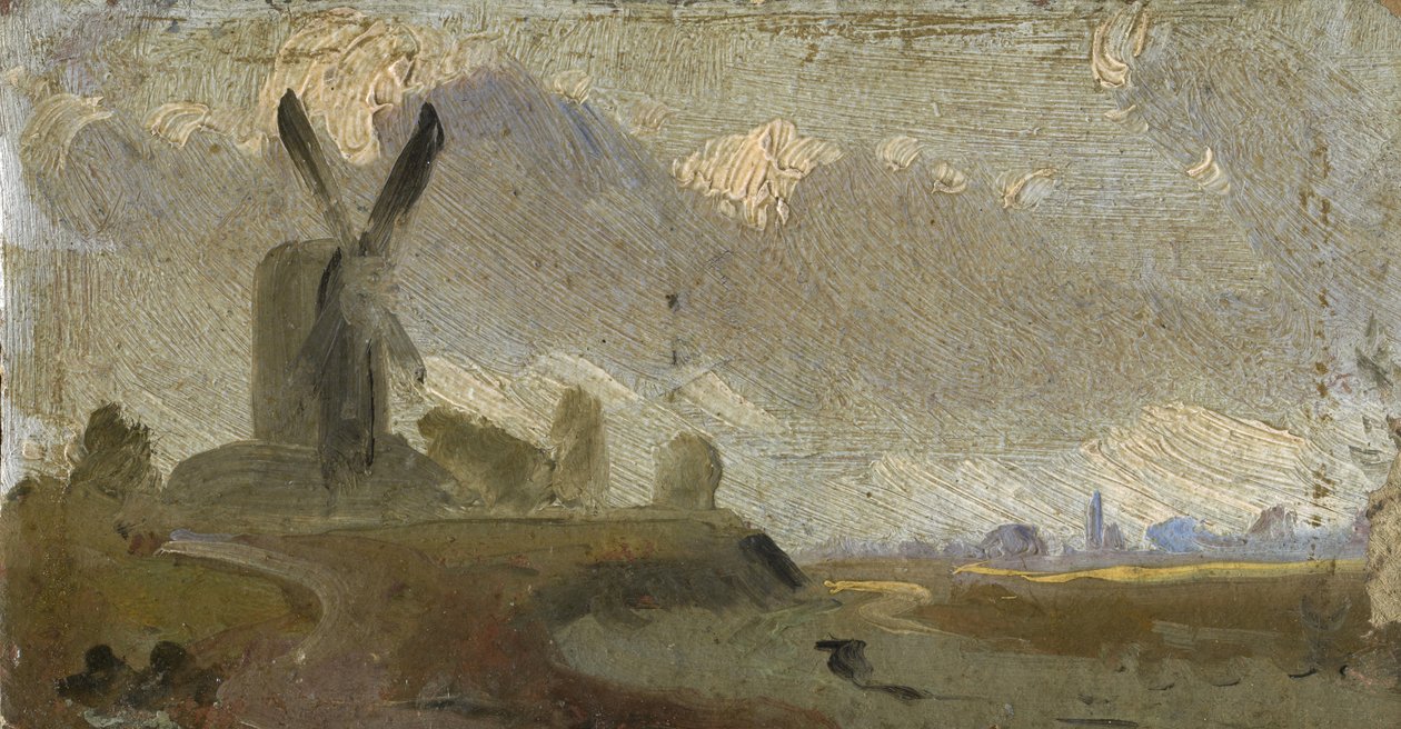 Paisaje con molino de viento de English School