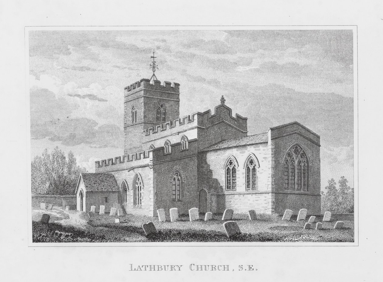 Iglesia de Lathbury, sureste (grabado) de English School