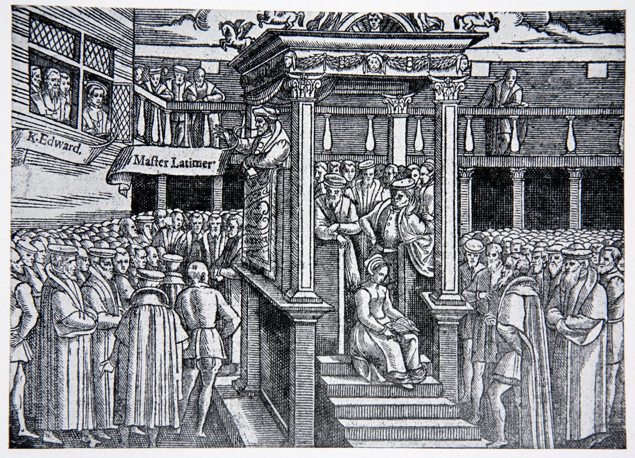 Latimer predicando ante Eduardo VI, ilustración de La Historia de la Nación de English School