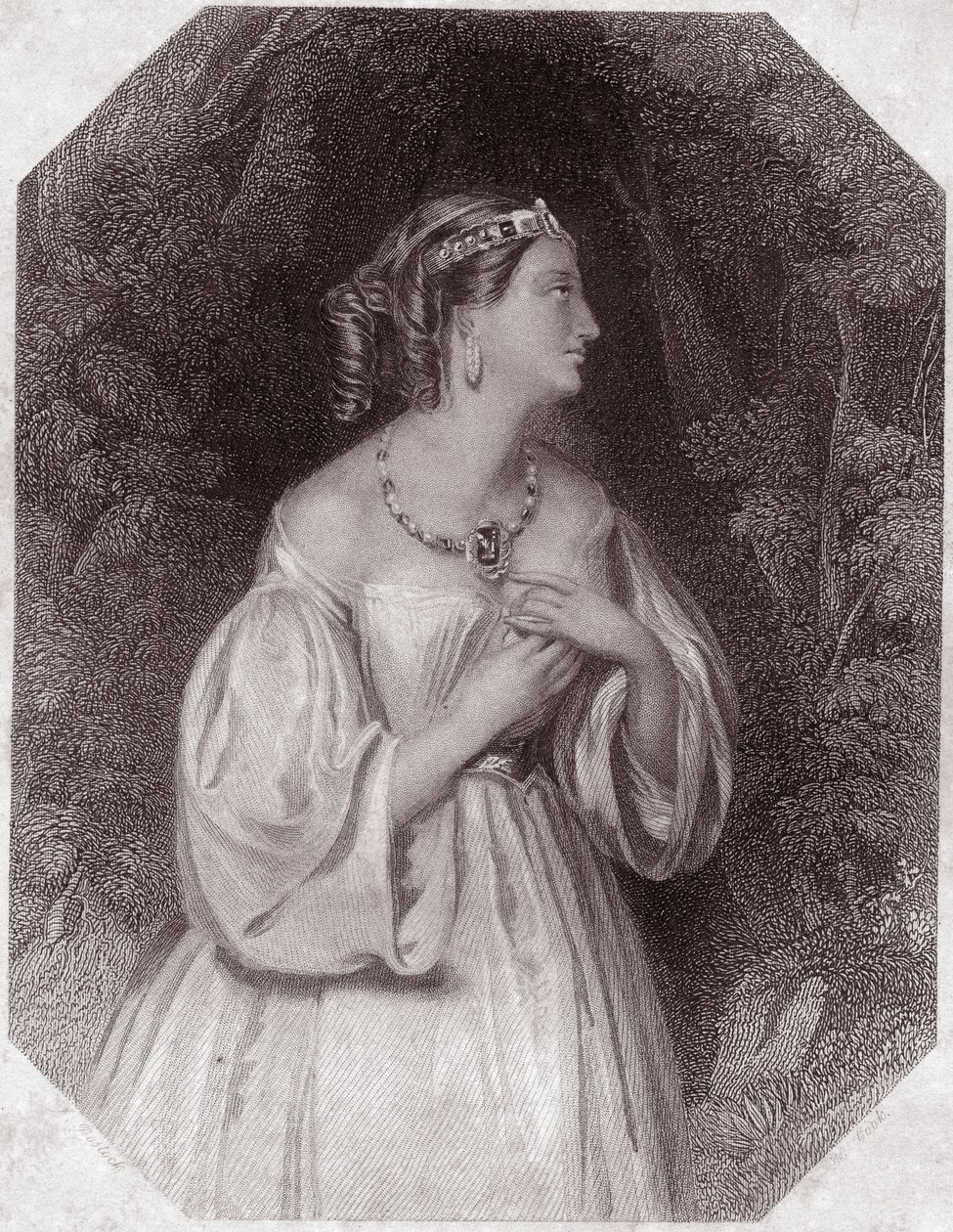 Lavinia, hija de Tito, prometida de Basiano (Tito Andrónico o La Muy Lamentable Tragedia Romana de Tito Andrónico) en - 