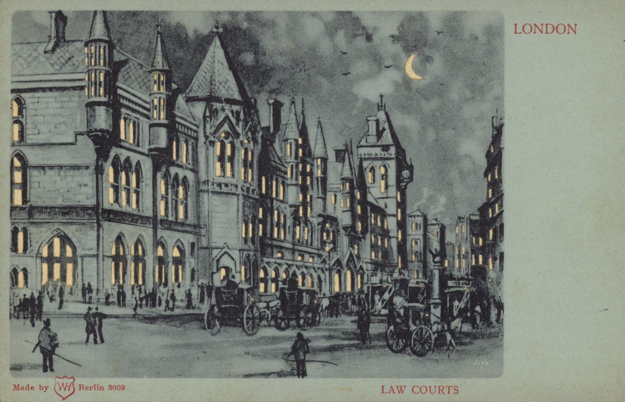 Palacio de Justicia, Londres (litografía en color) de English School