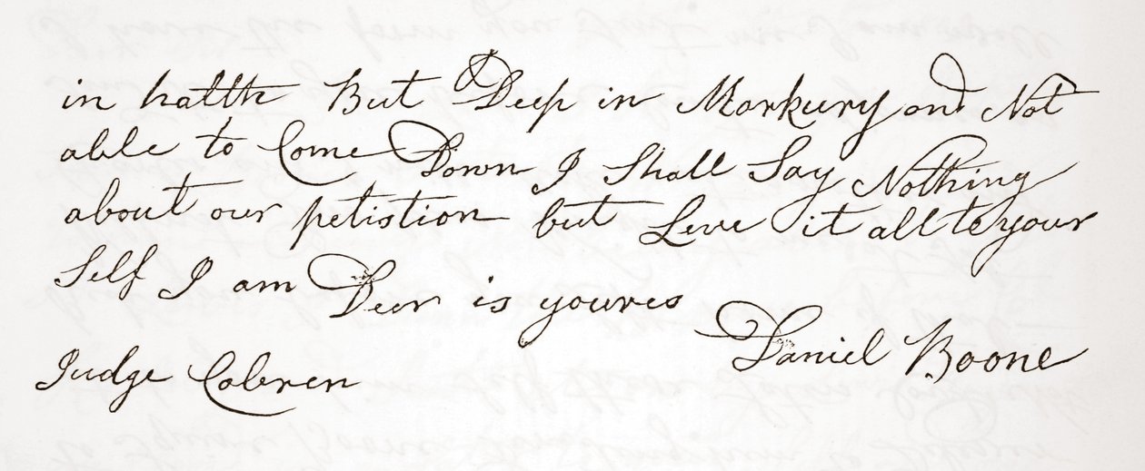 Carta de Daniel Boone al juez John Cobren, original fechado el 5 de octubre de 1809 de English School