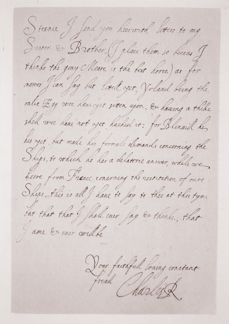Carta de Carlos I al Duque de Buckingham de English School