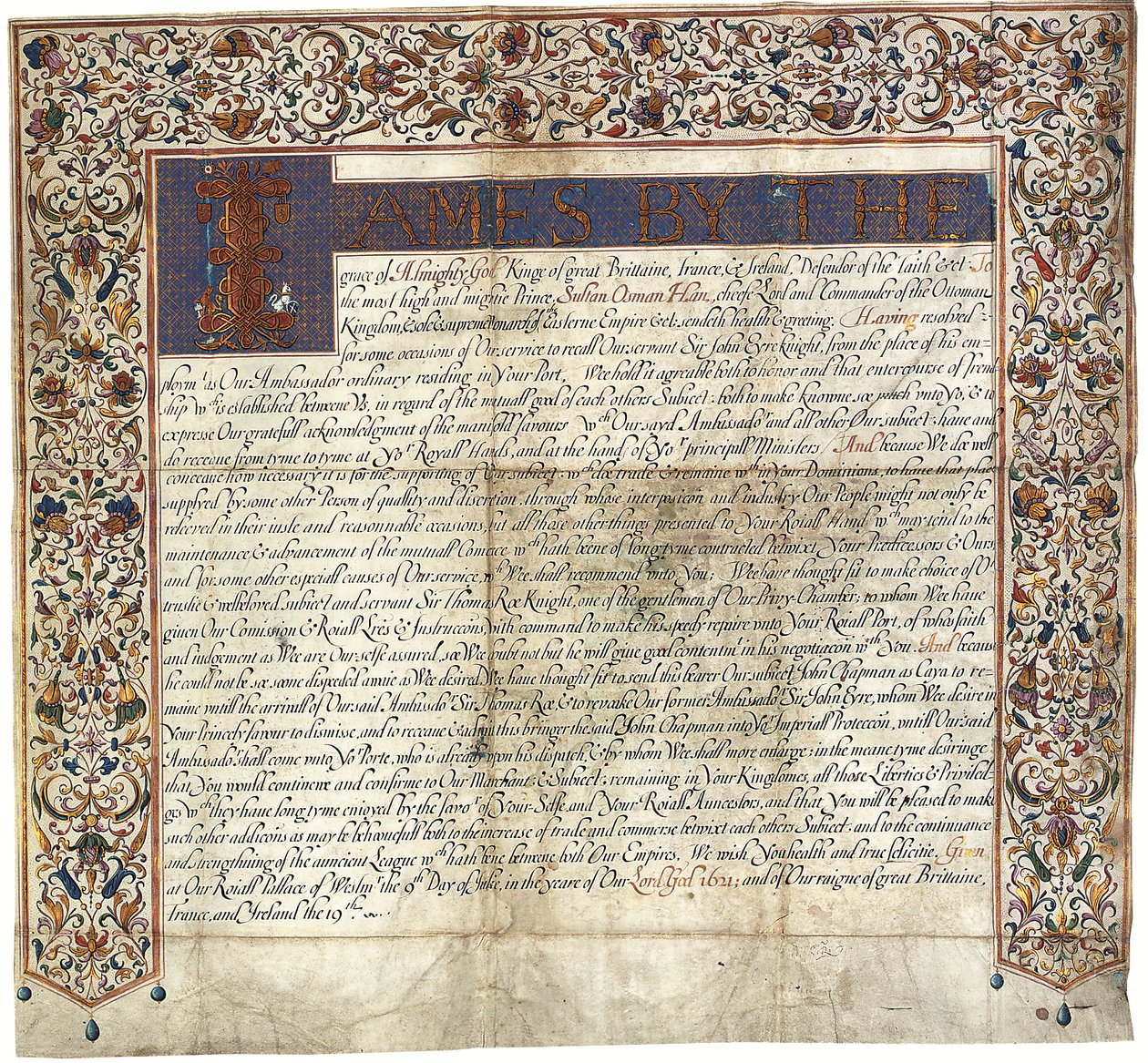 Carta del rey Jaime VI y I al sultán Osman Han de English School