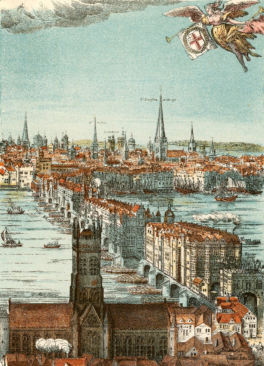 Puente de Londres (grabado en color) de English School