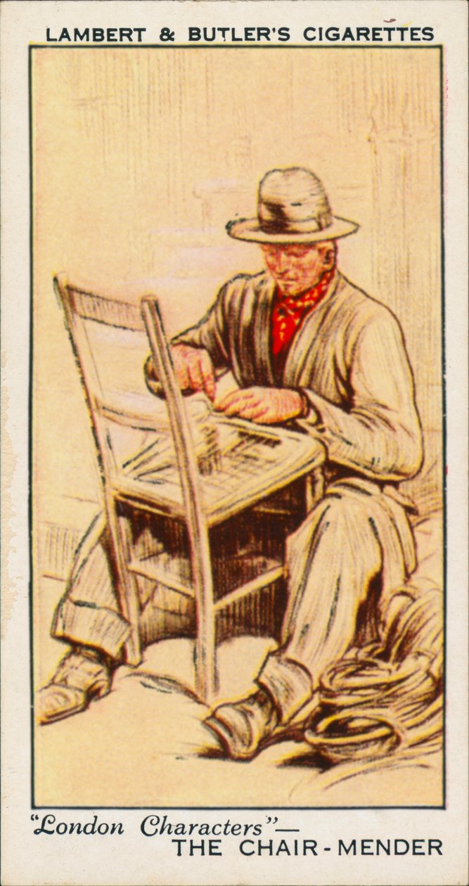 Personajes de Londres: The Chair-Mender (litografía en color) de English School