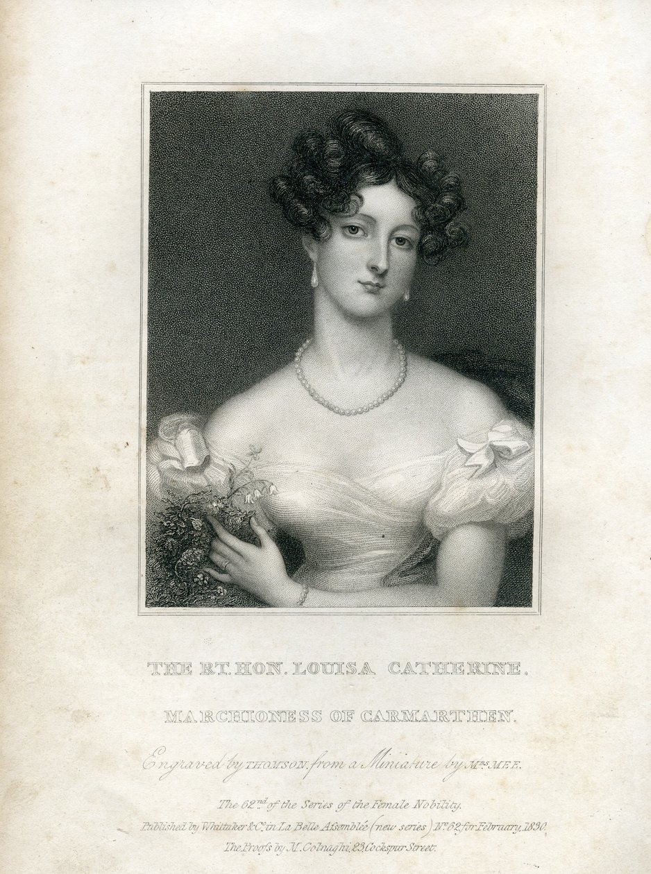 Louisa Catherine Osborne, duquesa de Leeds cuando marquesa de Carmarthen, 1830 de English School