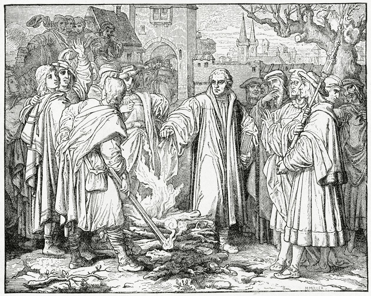 Lutero quema la bula papal en 1520 de English School