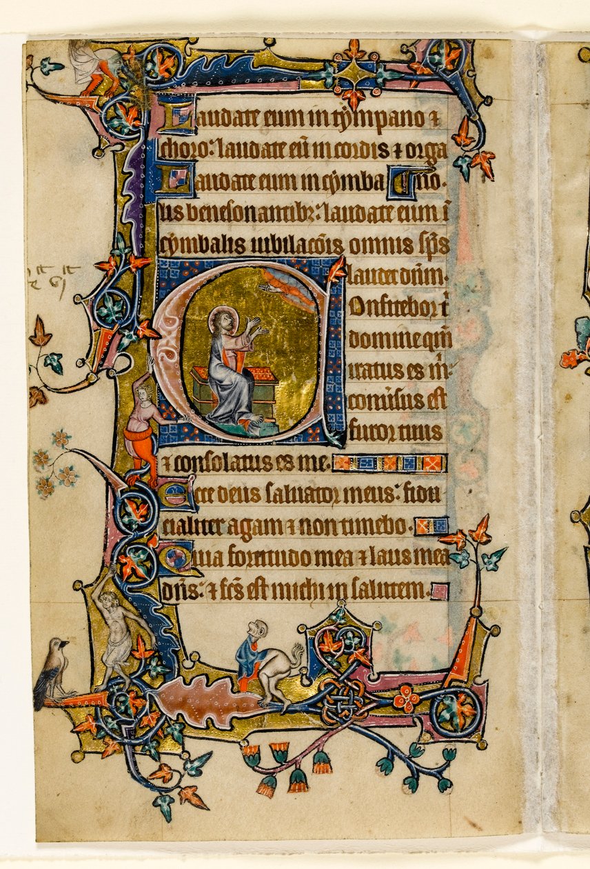 Isaías rezando, inicial historiada del Salterio de Macclesfield, Uso de Sarum, East Anglia, c.1330 de English School