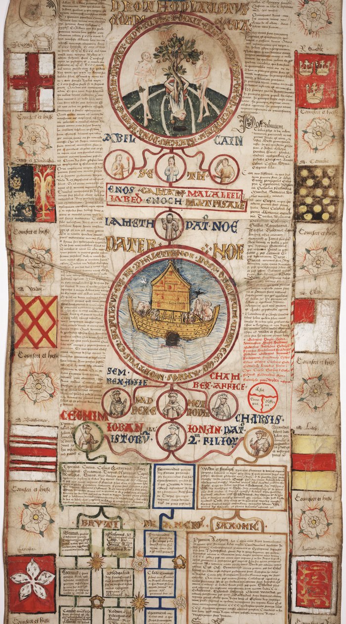 MS Lewis E 201 sección 2, Crónica de la Historia del Mundo desde la Creación hasta Woden, con una Genealogía de Eduardo IV, c.1461 de English School