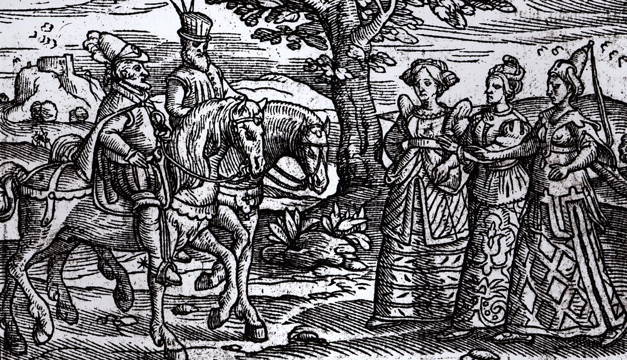 Macbeth, Banquo y las Tres Brujas, La Historia de Escocia, 1577 de English School