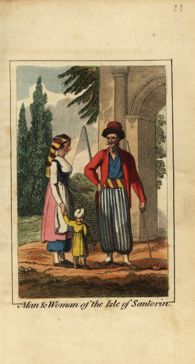 Hombre y mujer de la Isla de Santorini, Grecia de English School