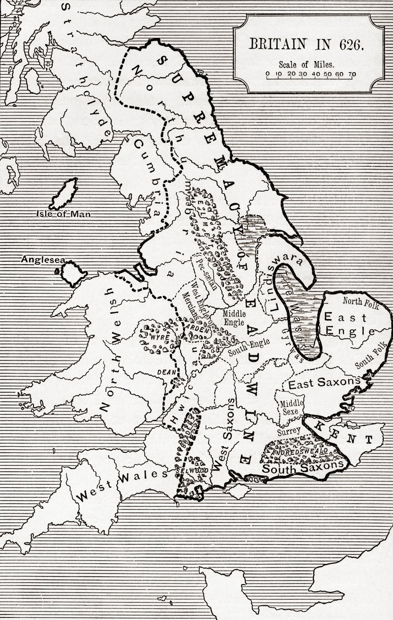 Mapa de Gran Bretaña en 626, de 