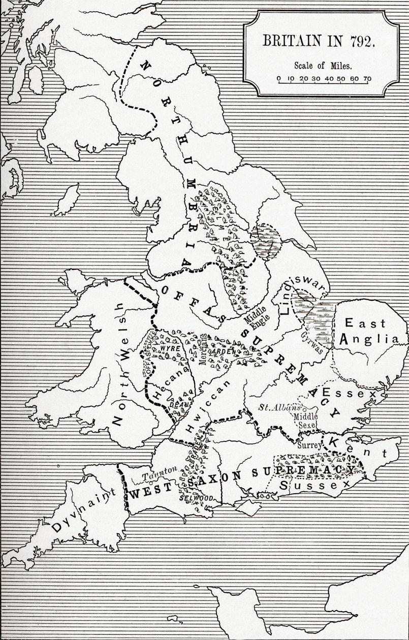 Mapa de Gran Bretaña en 792, de 